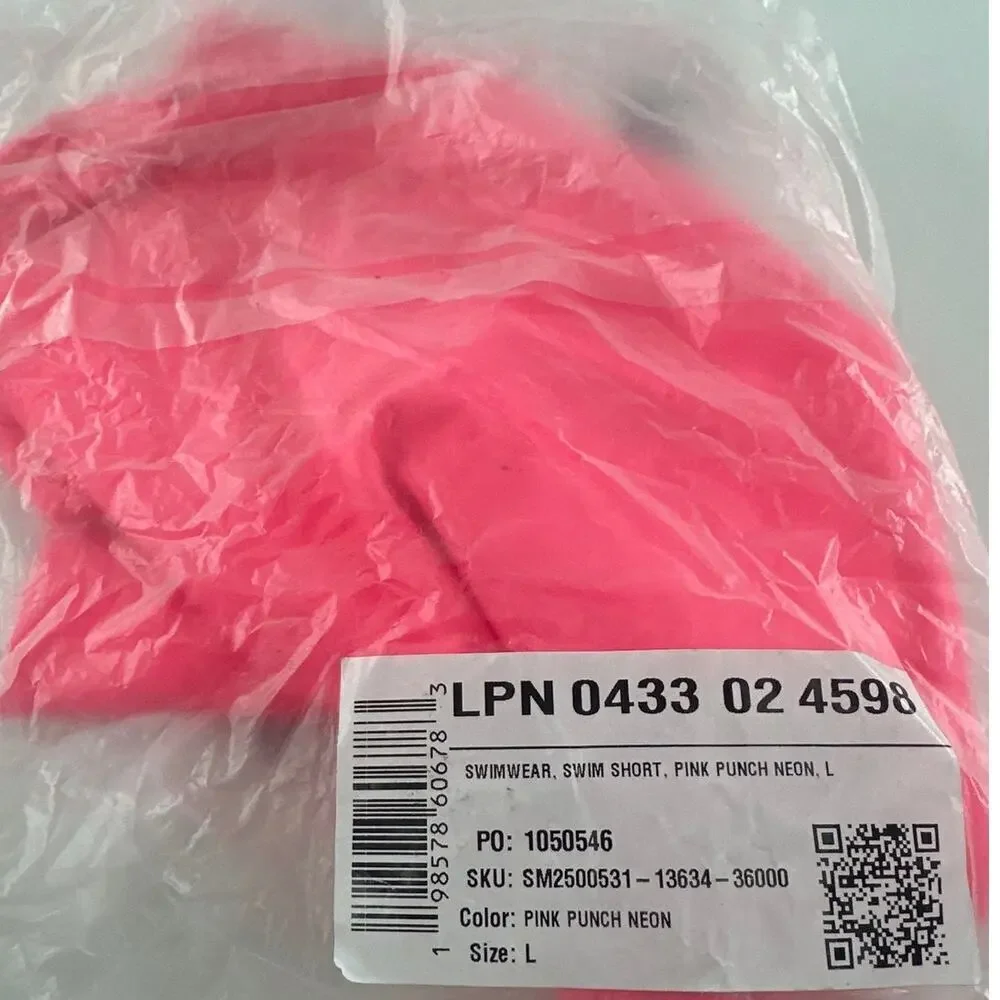 Fabletics Women's Pink Punch Neon Classic White Swim Shorts Size L